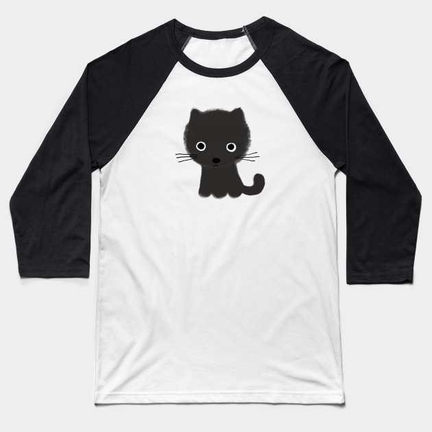 Grey Kitty Baseball T-Shirt by Coffee Squirrel